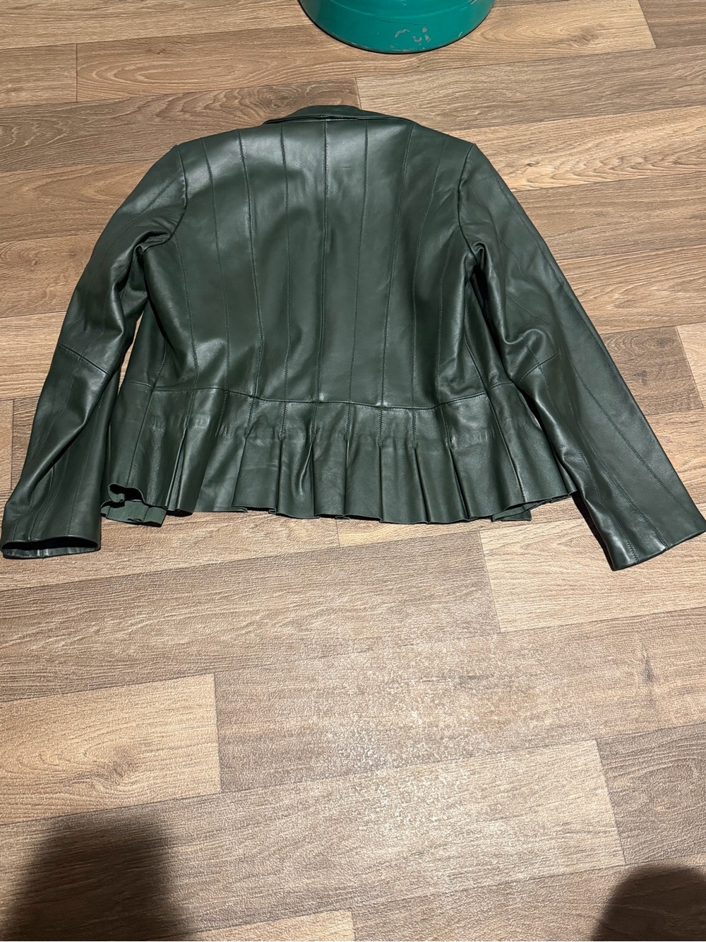 Coldwater Creek Dark Green Leather Peplum Jacket